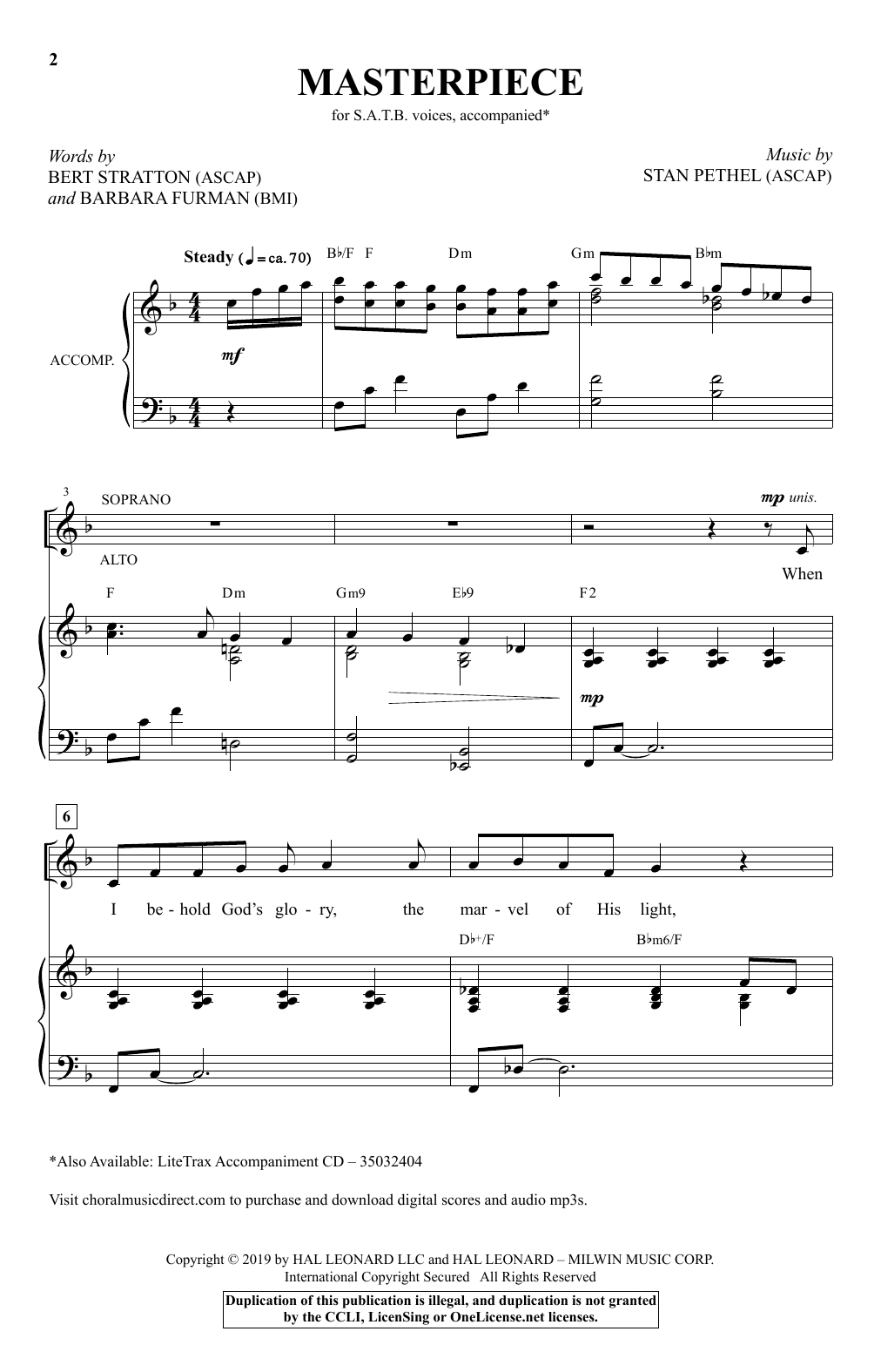 Stan Pethel Masterpiece Sheet Music Notes & Chords for SATB Choir - Download or Print PDF