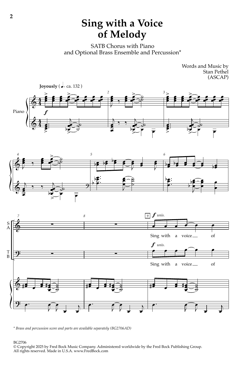 Stan Pethel Sing With A Voice Of Melody Sheet Music Notes & Chords for SATB Choir - Download or Print PDF