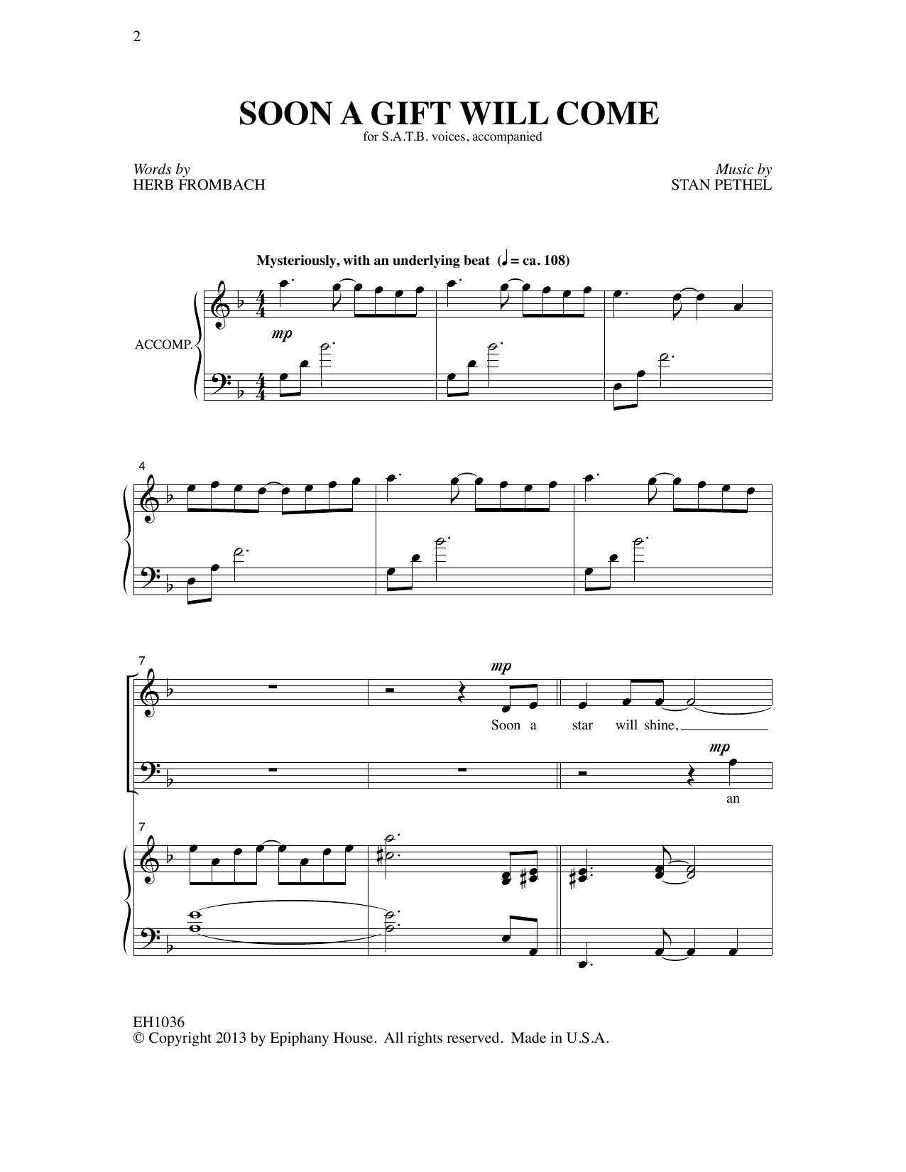 Stan Pethel Soon A Gift Will Come Sheet Music Notes & Chords for SATB Choir - Download or Print PDF