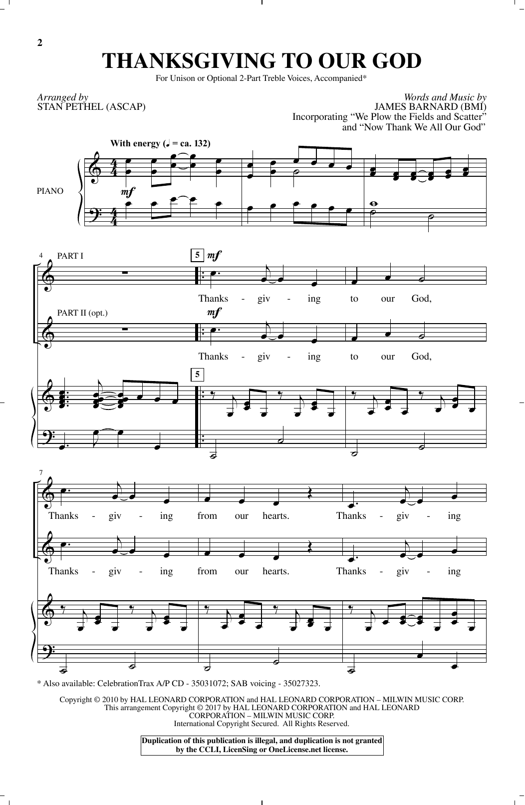 Stan Pethel Thanksgiving To Our God Sheet Music Notes & Chords for Choral - Download or Print PDF
