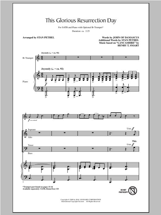 Stan Pethel This Glorious Resurrection Day Sheet Music Notes & Chords for SATB - Download or Print PDF