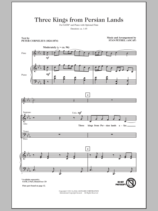 Stan Pethel Three Kings From Persian Lands Sheet Music Notes & Chords for 2-Part Choir - Download or Print PDF