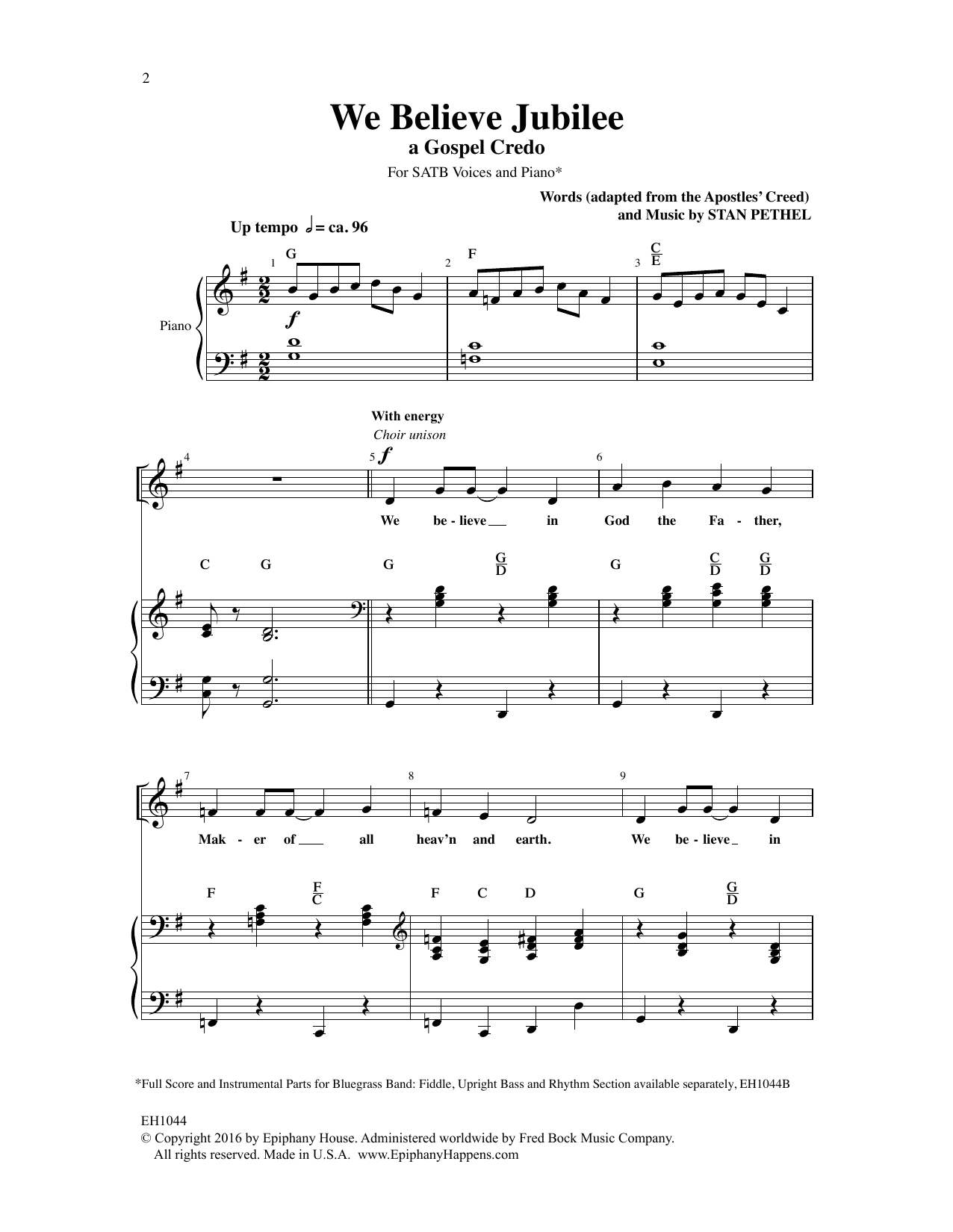 Stan Pethel We Believe Jubilee Sheet Music Notes & Chords for Choral - Download or Print PDF
