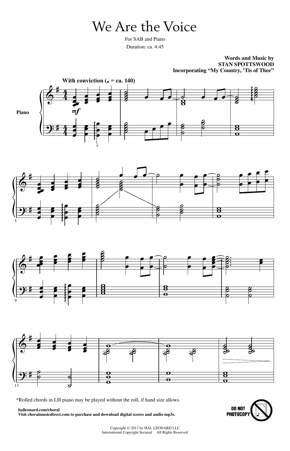 Stan Spottswood We Are The Voice Sheet Music Notes & Chords for SAB - Download or Print PDF