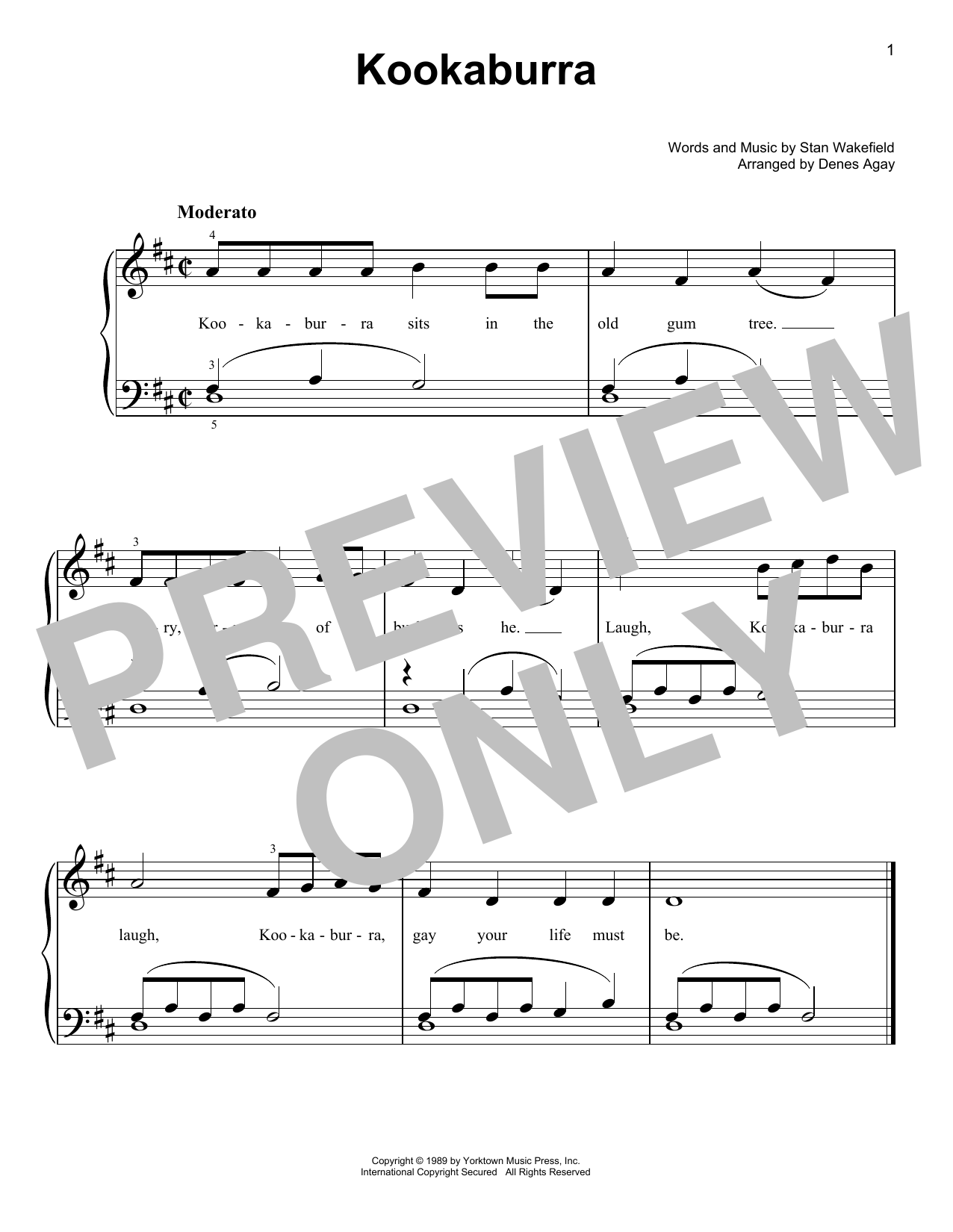 Stan Wakefield The Kookaburra Laughed (arr. Denes Agay) Sheet Music Notes & Chords for Easy Piano - Download or Print PDF