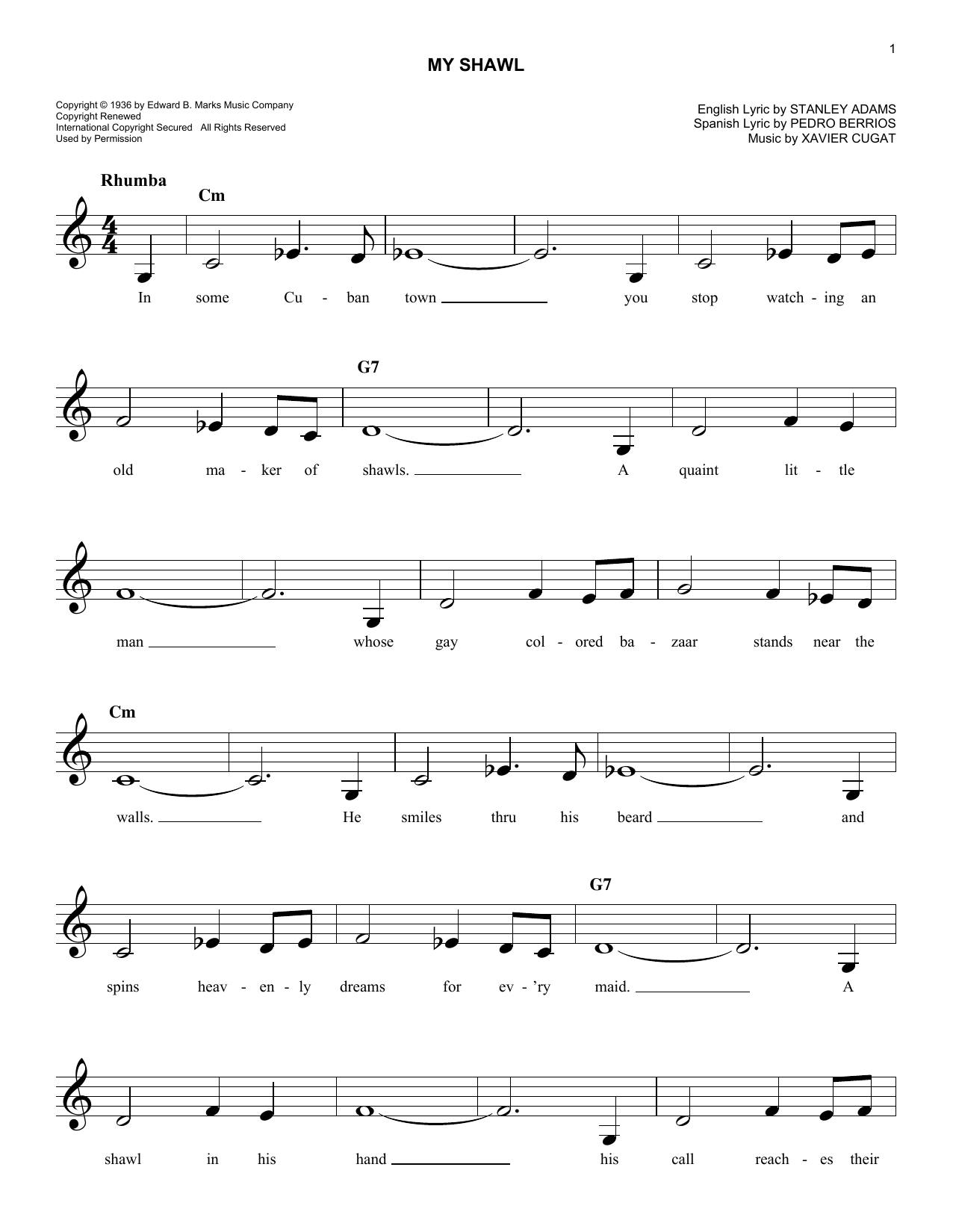 Stanley Adams My Shawl Sheet Music Notes & Chords for Real Book – Melody & Chords - Download or Print PDF