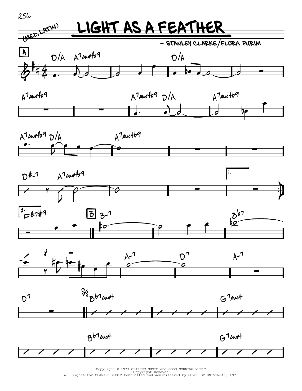 Stanley Clarke Light As A Feather Sheet Music Notes & Chords for Real Book – Melody & Chords - Download or Print PDF