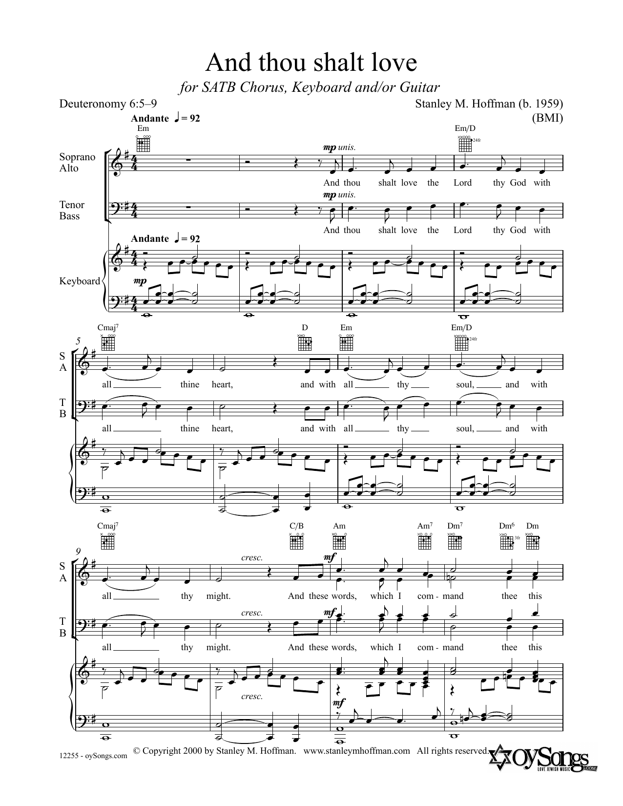 Stanley F. Hoffman And Thou Shalt Love Sheet Music Notes & Chords for Piano, Vocal & Guitar (Right-Hand Melody) - Download or Print PDF