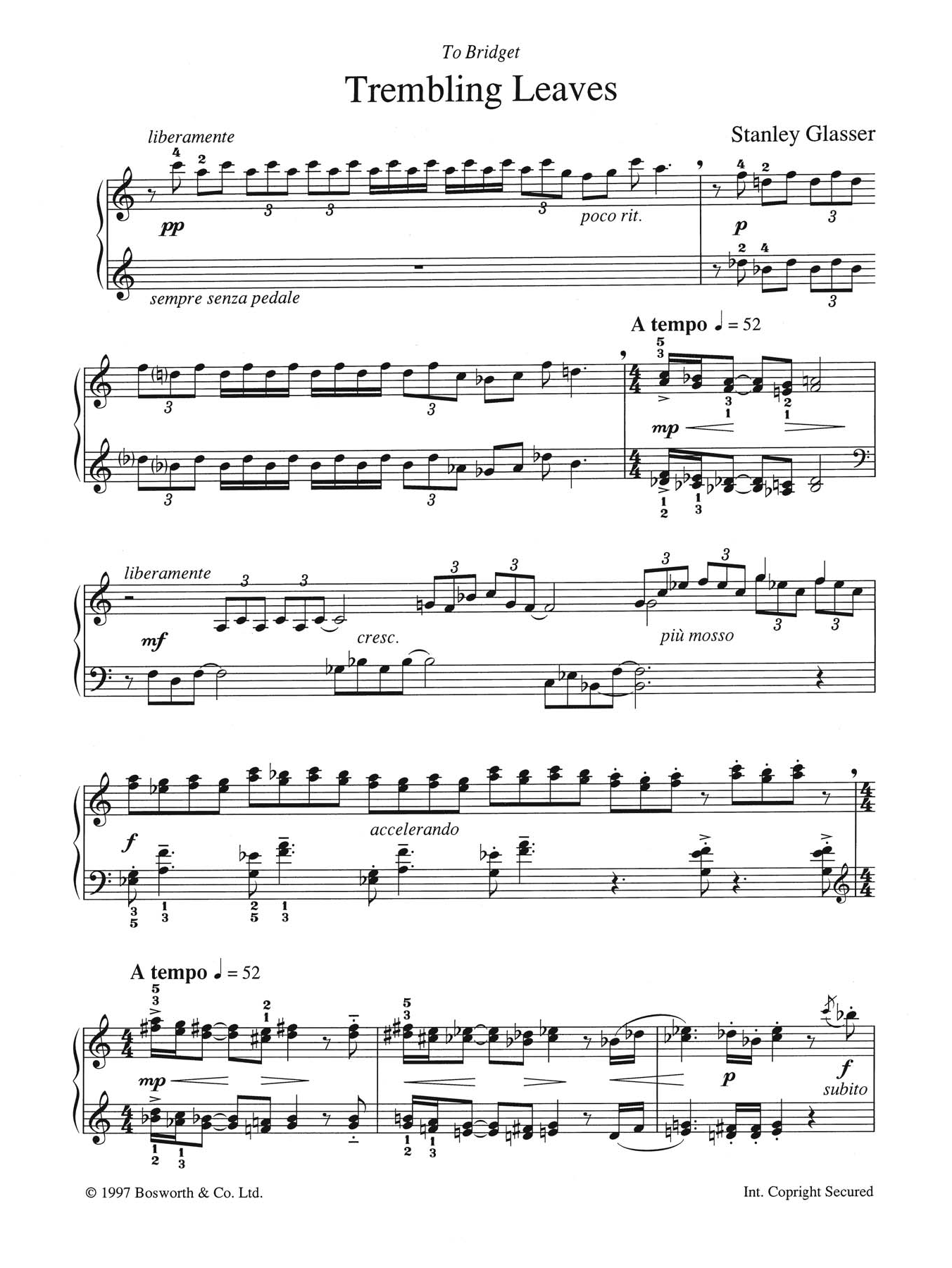 Stanley Glasser Trembling Leaves Sheet Music Notes & Chords for Piano - Download or Print PDF
