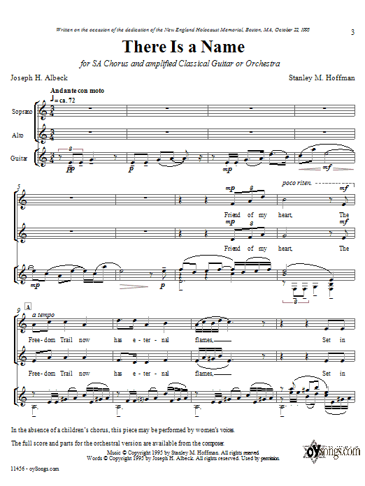 Stanley Hoffman There Is A Name Sheet Music Notes & Chords for 2-Part Choir - Download or Print PDF