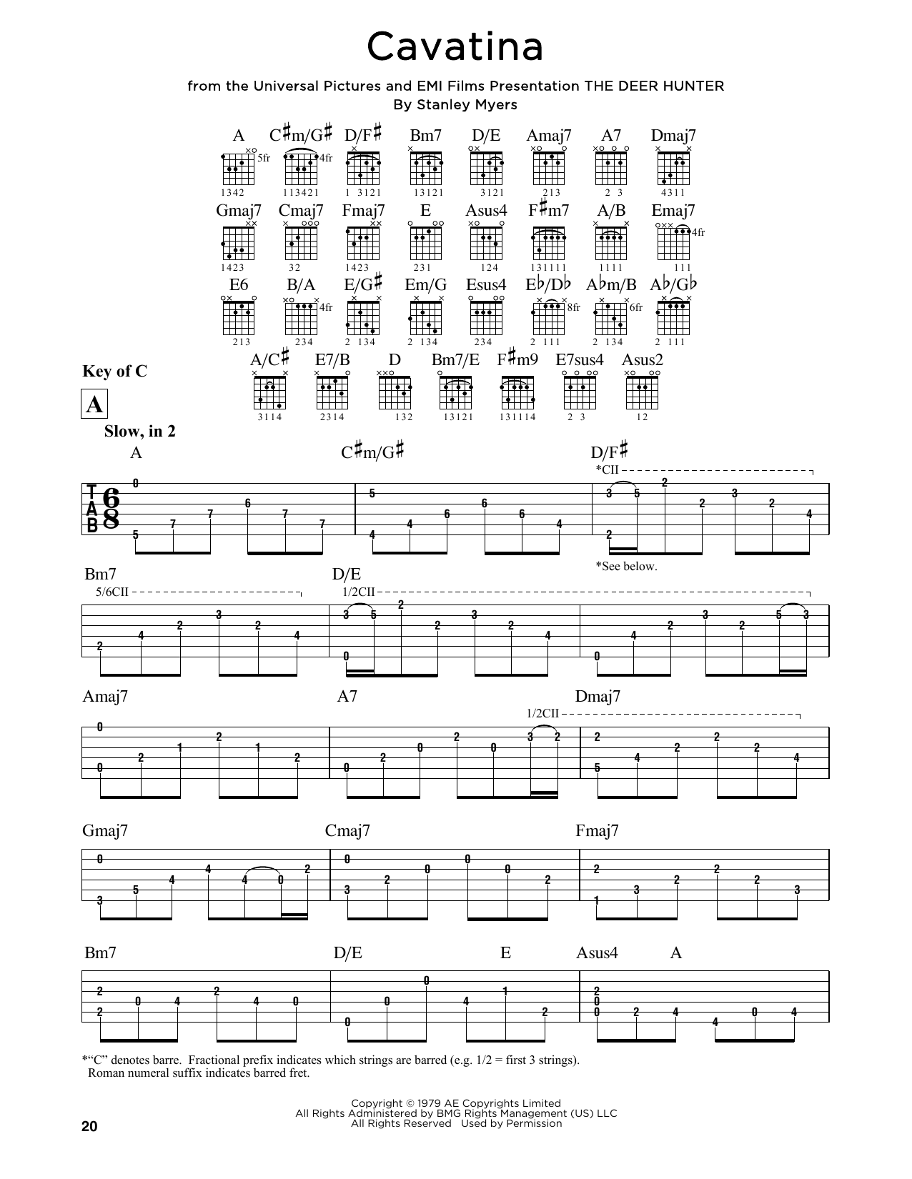Stanley Myers Cavatina Sheet Music Notes & Chords for Guitar Lead Sheet - Download or Print PDF