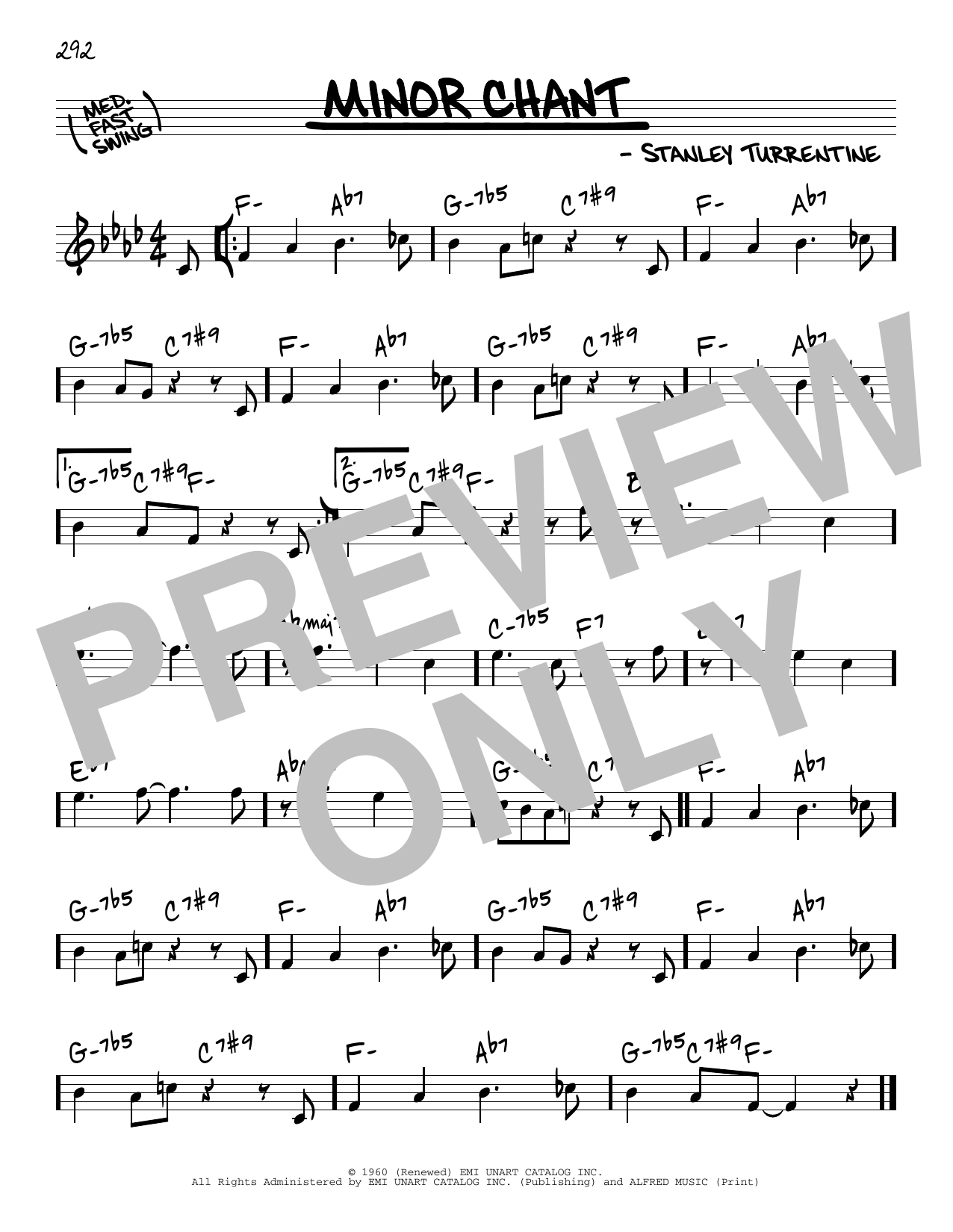 Stanley Turrentine Minor Chant Sheet Music Notes & Chords for Real Book – Melody & Chords - Download or Print PDF