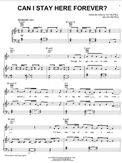 Starfield Can I Stay Here Forever? Sheet Music Notes & Chords for Piano, Vocal & Guitar (Right-Hand Melody) - Download or Print PDF