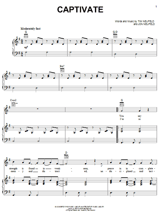 Starfield Captivate Sheet Music Notes & Chords for Piano, Vocal & Guitar (Right-Hand Melody) - Download or Print PDF Starfield Captivate Sheet Music Notes & Chords for Piano, Vocal & Guitar (Right-Hand Melody) - Download or Print PDF