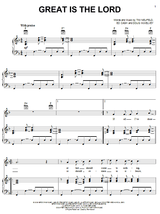 Starfield Great Is The Lord Sheet Music Notes & Chords for Piano, Vocal & Guitar (Right-Hand Melody) - Download or Print PDF Starfield Great Is The Lord Sheet Music Notes & Chords for Piano, Vocal & Guitar (Right-Hand Melody) - Download or Print PDF