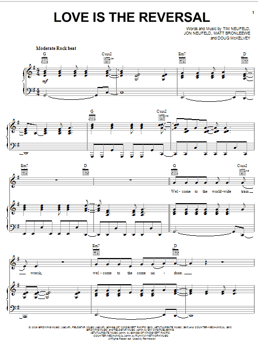 Starfield Love Is The Reversal Sheet Music Notes & Chords for Piano, Vocal & Guitar (Right-Hand Melody) - Download or Print PDF