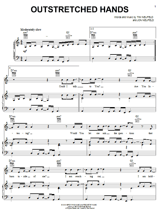 Starfield Outstretched Hands Sheet Music Notes & Chords for Piano, Vocal & Guitar (Right-Hand Melody) - Download or Print PDF