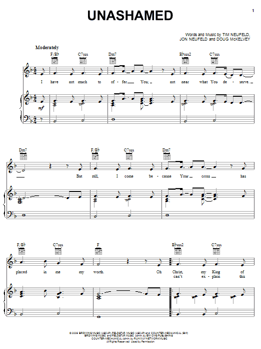 Starfield Unashamed Sheet Music Notes & Chords for Piano, Vocal & Guitar (Right-Hand Melody) - Download or Print PDF Starfield Unashamed Sheet Music Notes & Chords for Piano, Vocal & Guitar (Right-Hand Melody) - Download or Print PDF