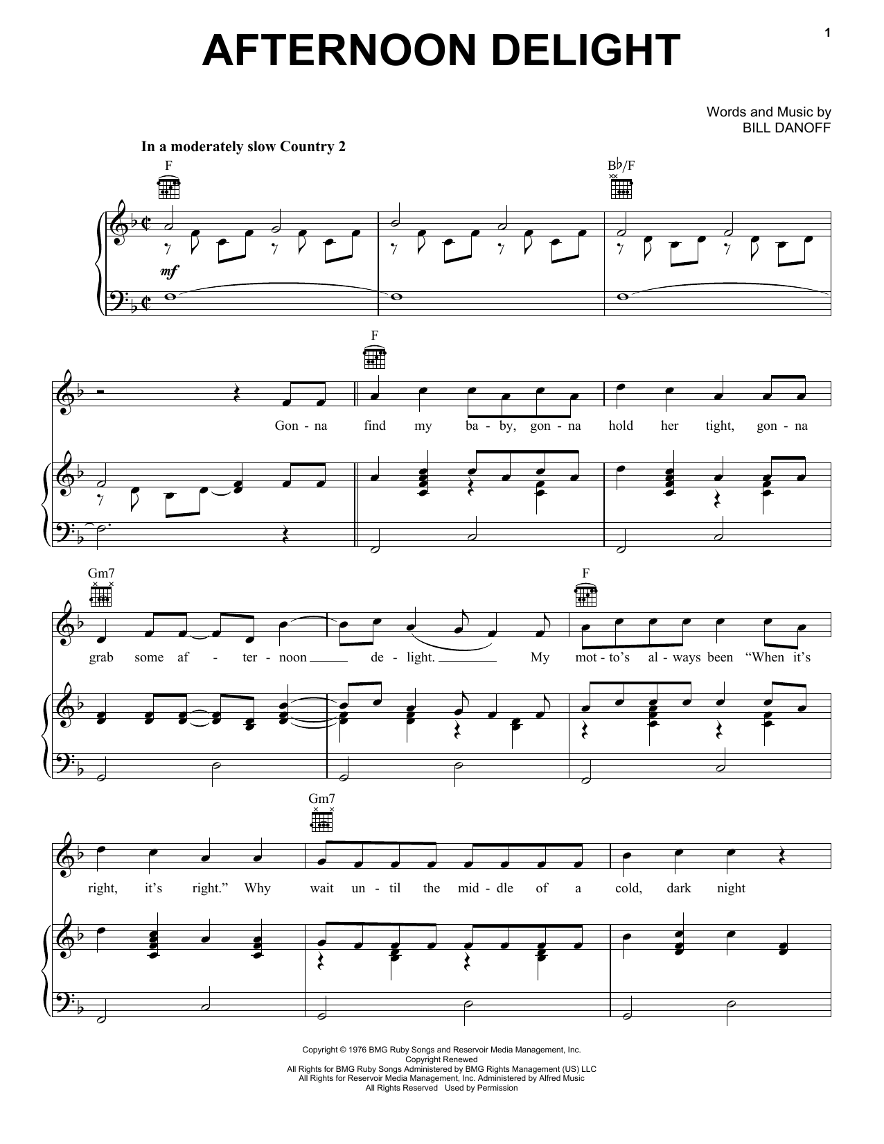 Starland Vocal Band Afternoon Delight Sheet Music Notes & Chords for Cello - Download or Print PDF