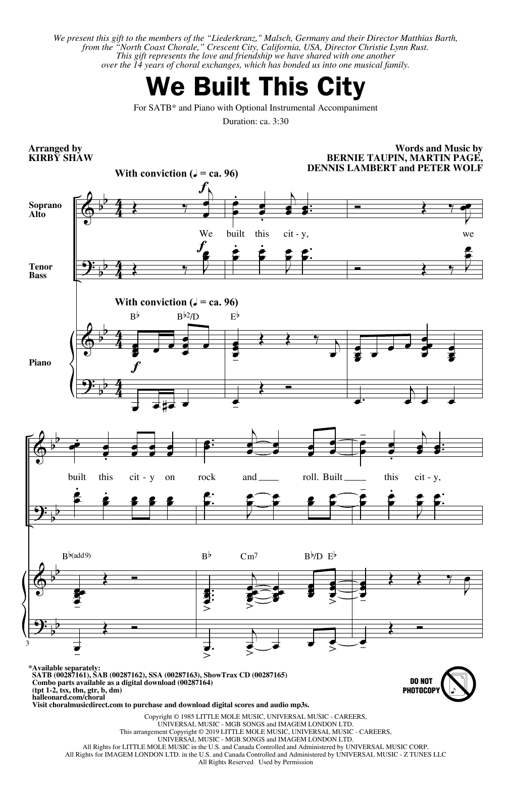 Starship We Built This City (arr. Kirby Shaw) Sheet Music Notes & Chords for SATB Choir - Download or Print PDF