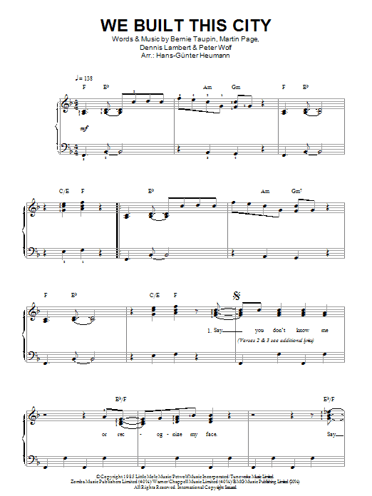 Starship We Built This City Sheet Music Notes & Chords for Flute Duet - Download or Print PDF