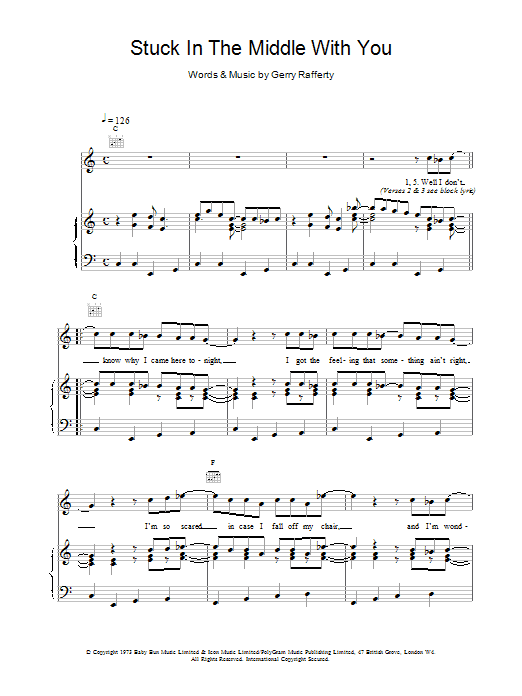 Stealers Wheel Stuck In The Middle With You Sheet Music Notes & Chords for Piano, Vocal & Guitar - Download or Print PDF
