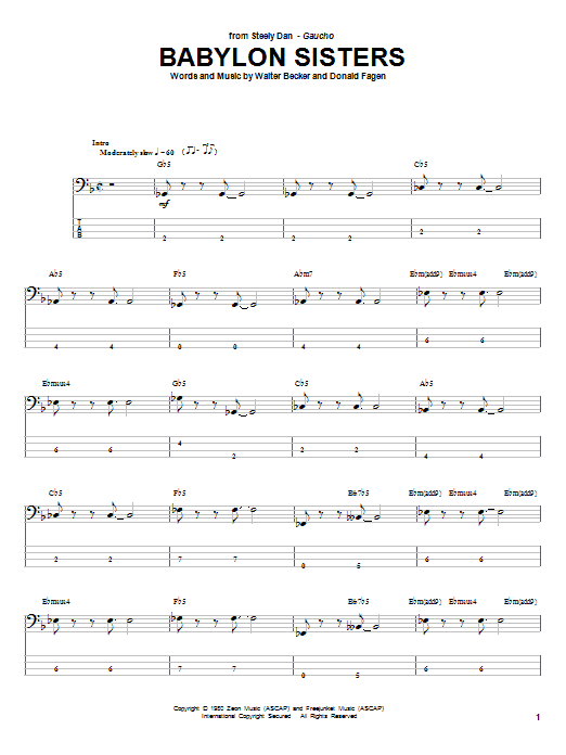 Steely Dan Babylon Sisters Sheet Music Notes & Chords for Guitar Tab - Download or Print PDF