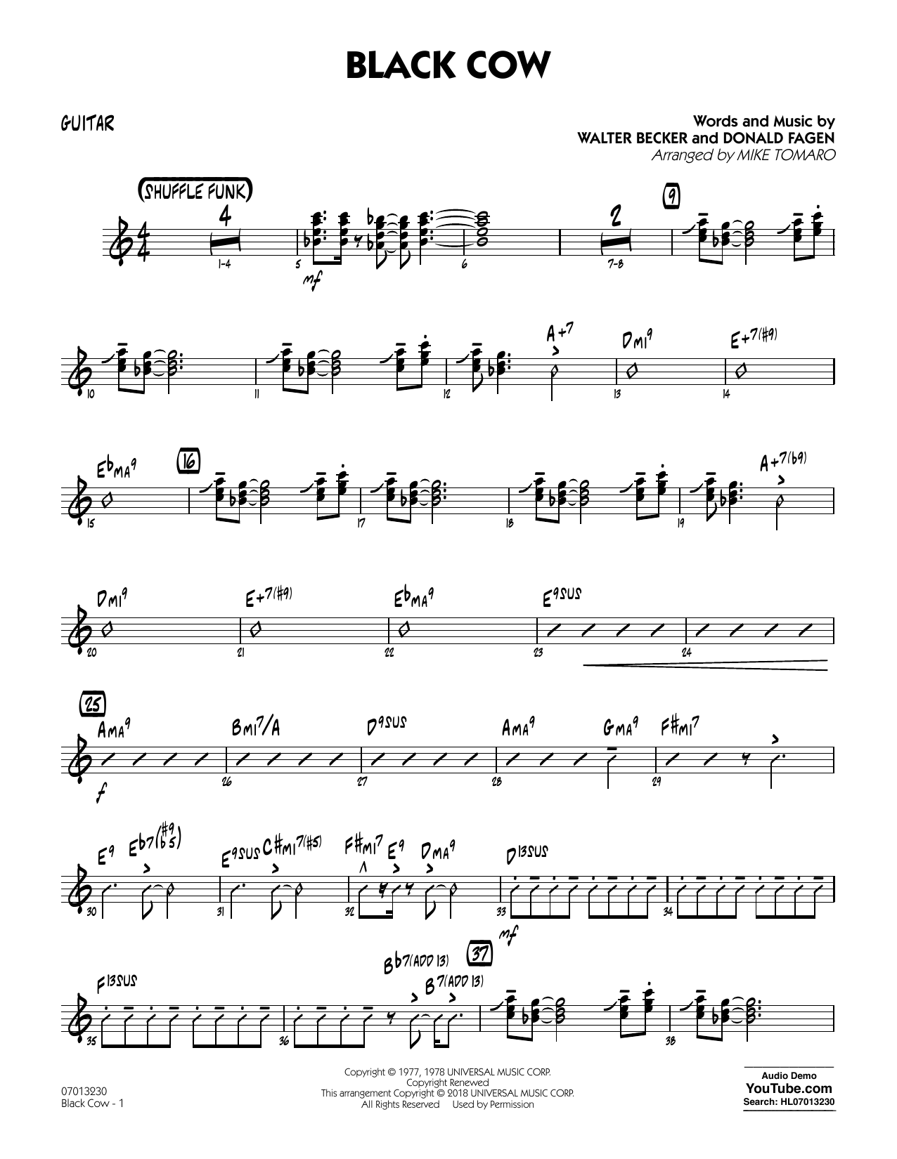 Steely Dan Black Cow (arr. Mike Tomaro) - Guitar Sheet Music Notes & Chords for Jazz Ensemble - Download or Print PDF