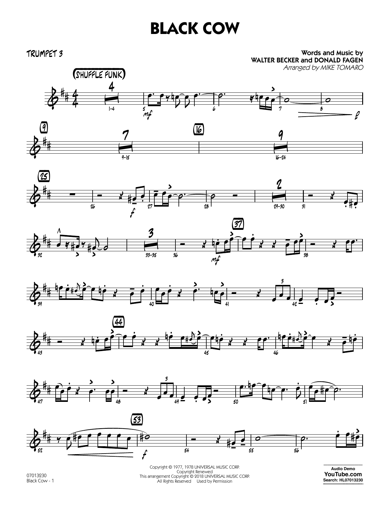 Steely Dan Black Cow (arr. Mike Tomaro) - Trumpet 3 Sheet Music Notes & Chords for Jazz Ensemble - Download or Print PDF