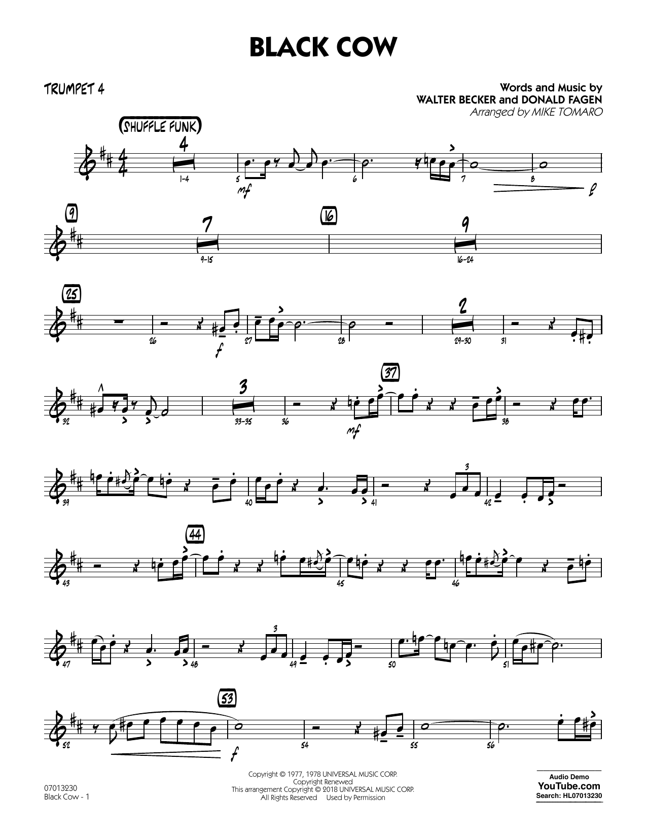 Steely Dan Black Cow (arr. Mike Tomaro) - Trumpet 4 Sheet Music Notes & Chords for Jazz Ensemble - Download or Print PDF