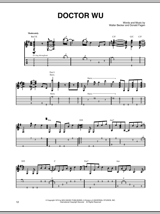 Steely Dan Doctor Wu Sheet Music Notes & Chords for Piano, Vocal & Guitar (Right-Hand Melody) - Download or Print PDF