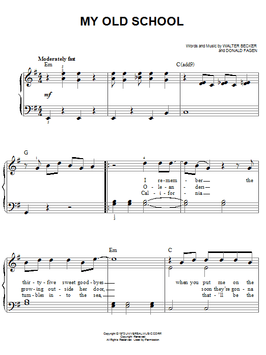 Steely Dan My Old School Sheet Music Notes & Chords for Guitar Tab Play-Along - Download or Print PDF