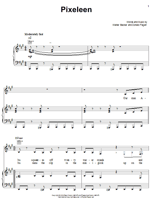 Steely Dan Pixeleen Sheet Music Notes & Chords for Piano, Vocal & Guitar (Right-Hand Melody) - Download or Print PDF