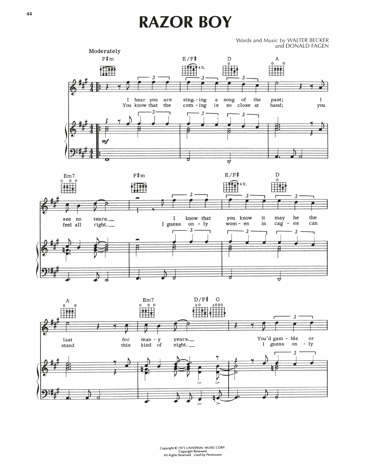 Steely Dan Razor Boy Sheet Music Notes & Chords for Piano, Vocal & Guitar (Right-Hand Melody) - Download or Print PDF