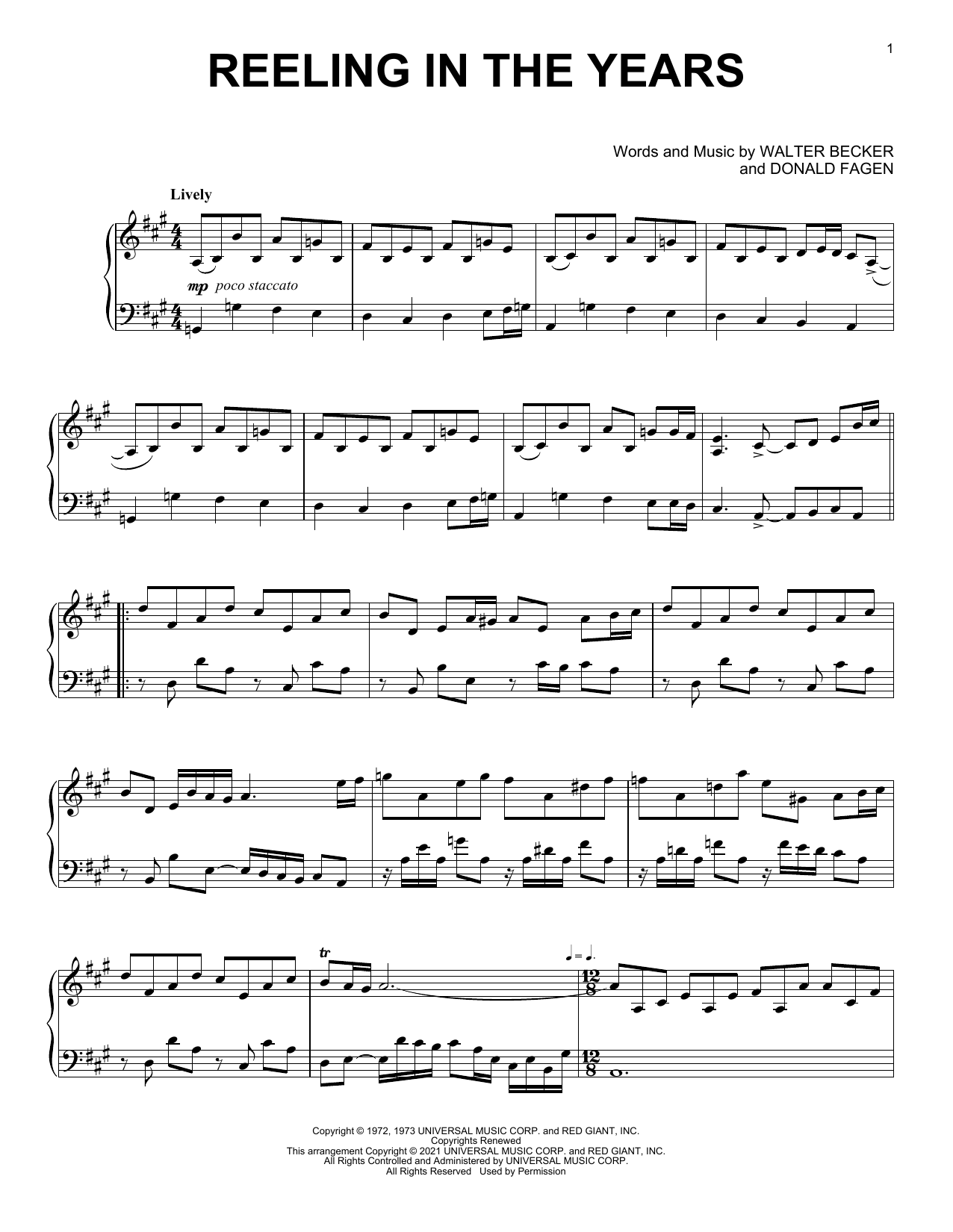 Steely Dan Reeling In The Years [Classical version] (arr. David Pearl) Sheet Music Notes & Chords for Piano Solo - Download or Print PDF
