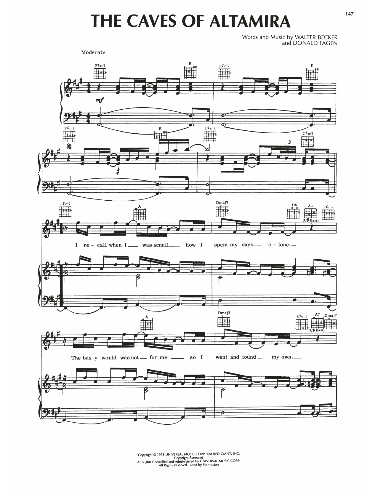 Steely Dan The Caves Of Altamira Sheet Music Notes & Chords for Piano, Vocal & Guitar (Right-Hand Melody) - Download or Print PDF