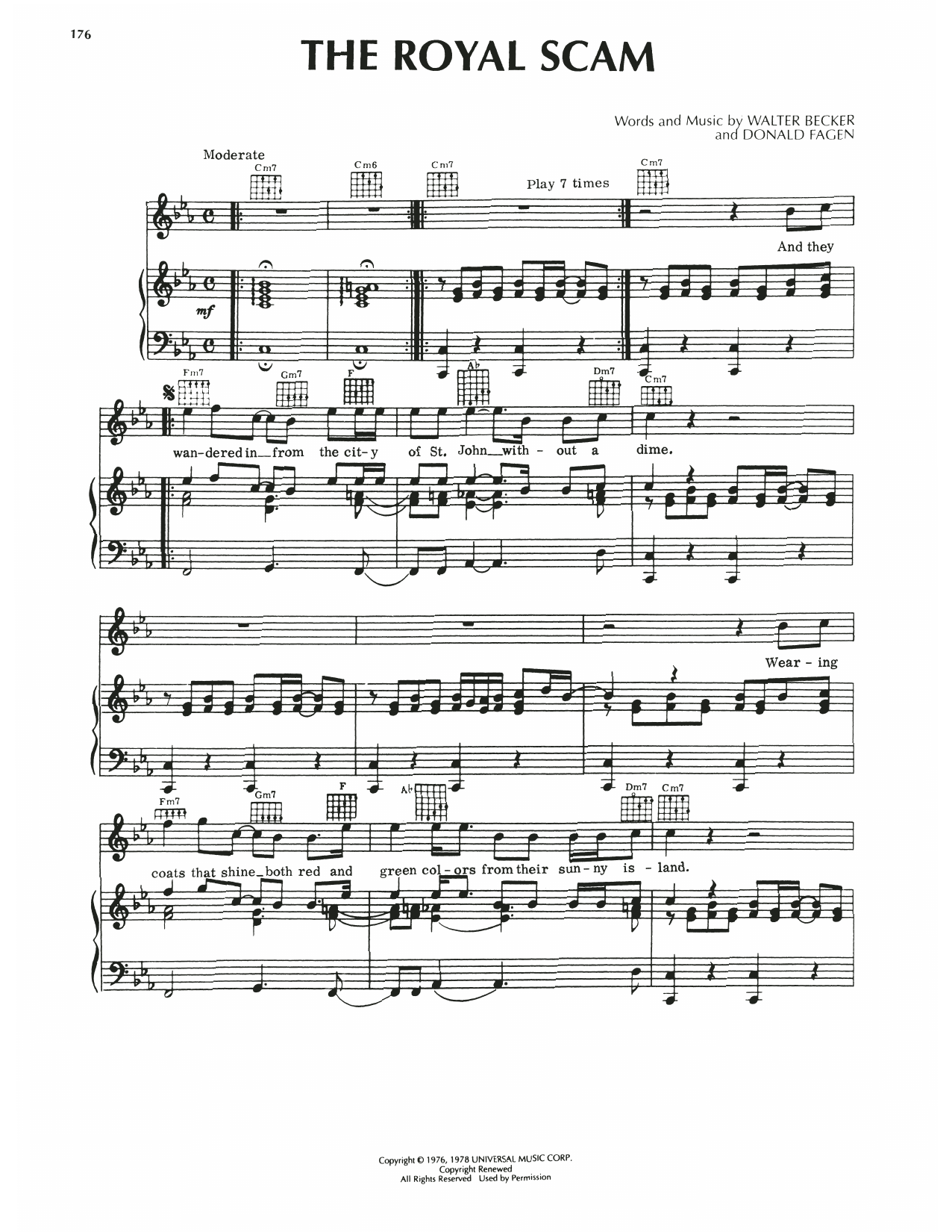 Steely Dan The Royal Scam Sheet Music Notes & Chords for Piano, Vocal & Guitar (Right-Hand Melody) - Download or Print PDF