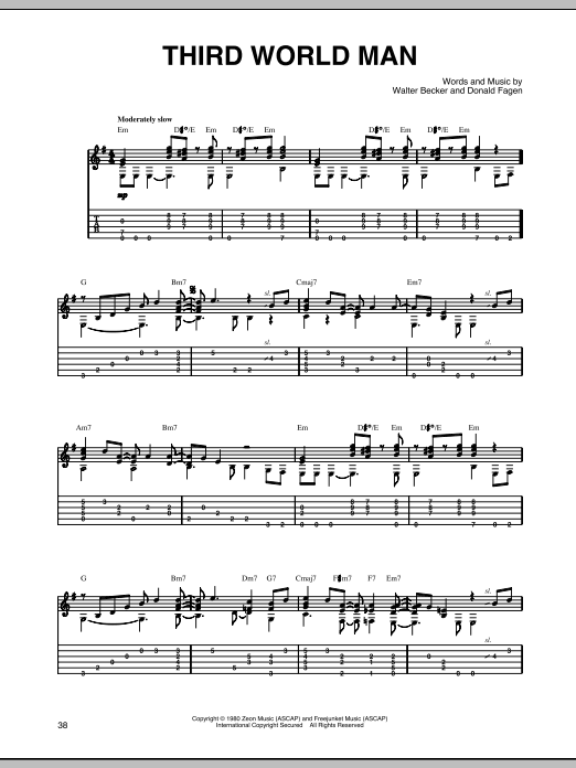 Steely Dan Third World Man Sheet Music Notes & Chords for Piano, Vocal & Guitar (Right-Hand Melody) - Download or Print PDF