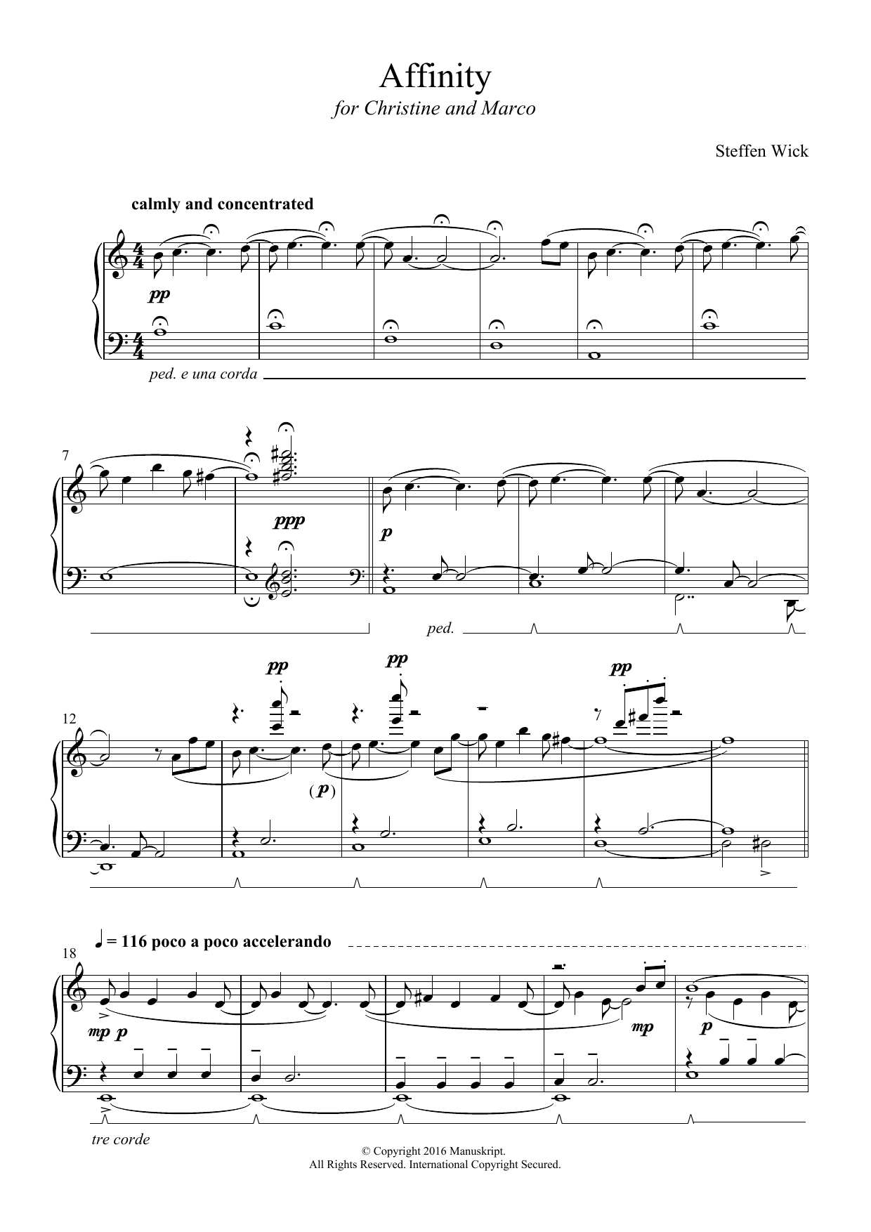 Steffen Wick Affinity Sheet Music Notes & Chords for Piano - Download or Print PDF