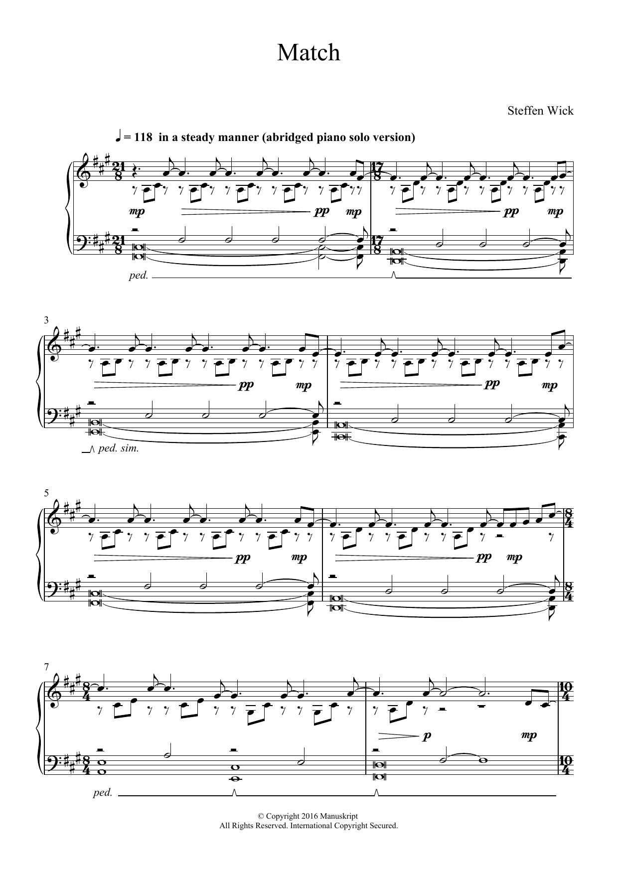 Steffen Wick Match Sheet Music Notes & Chords for Piano - Download or Print PDF