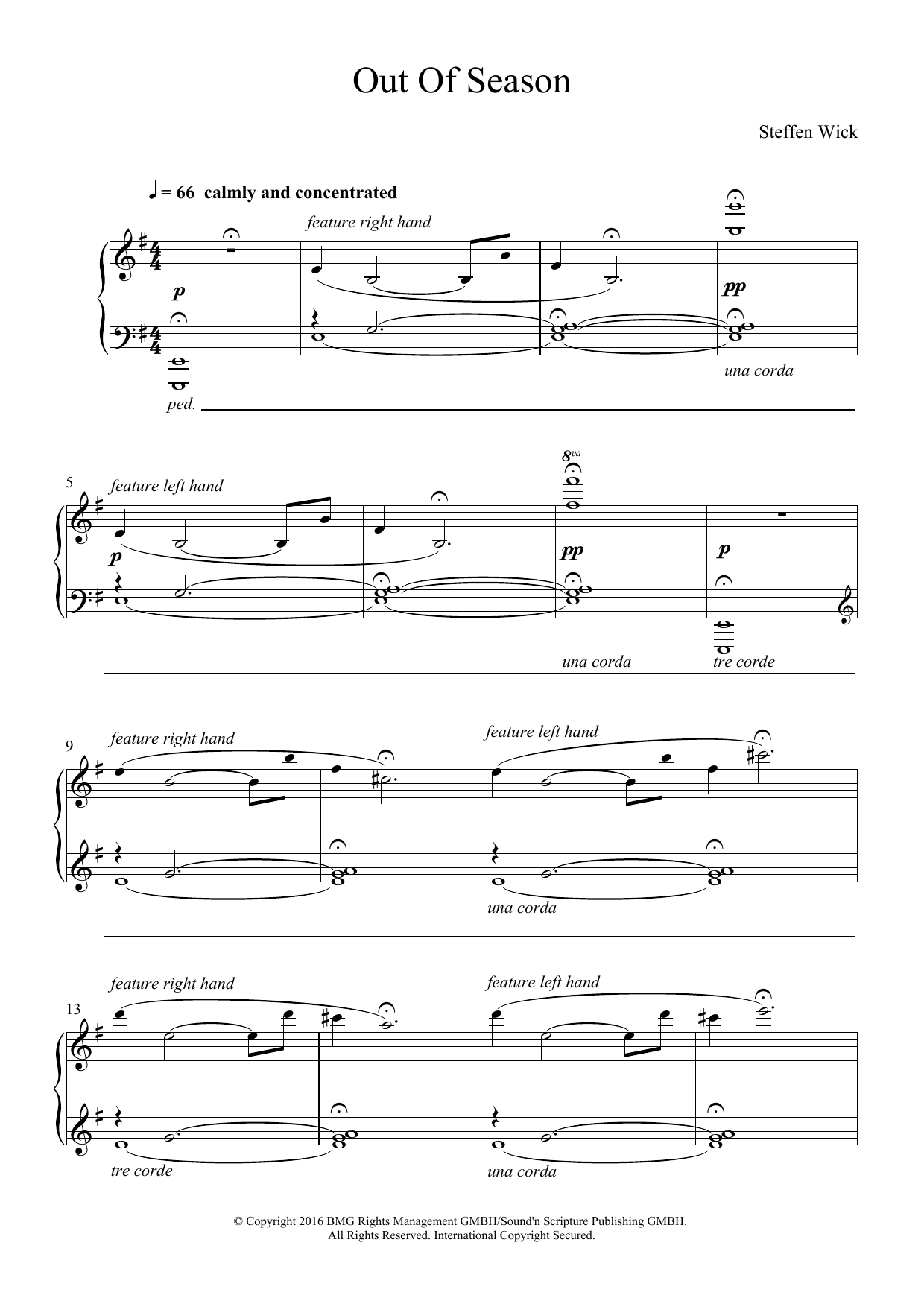 Steffen Wick Out Of Season Sheet Music Notes & Chords for Piano - Download or Print PDF