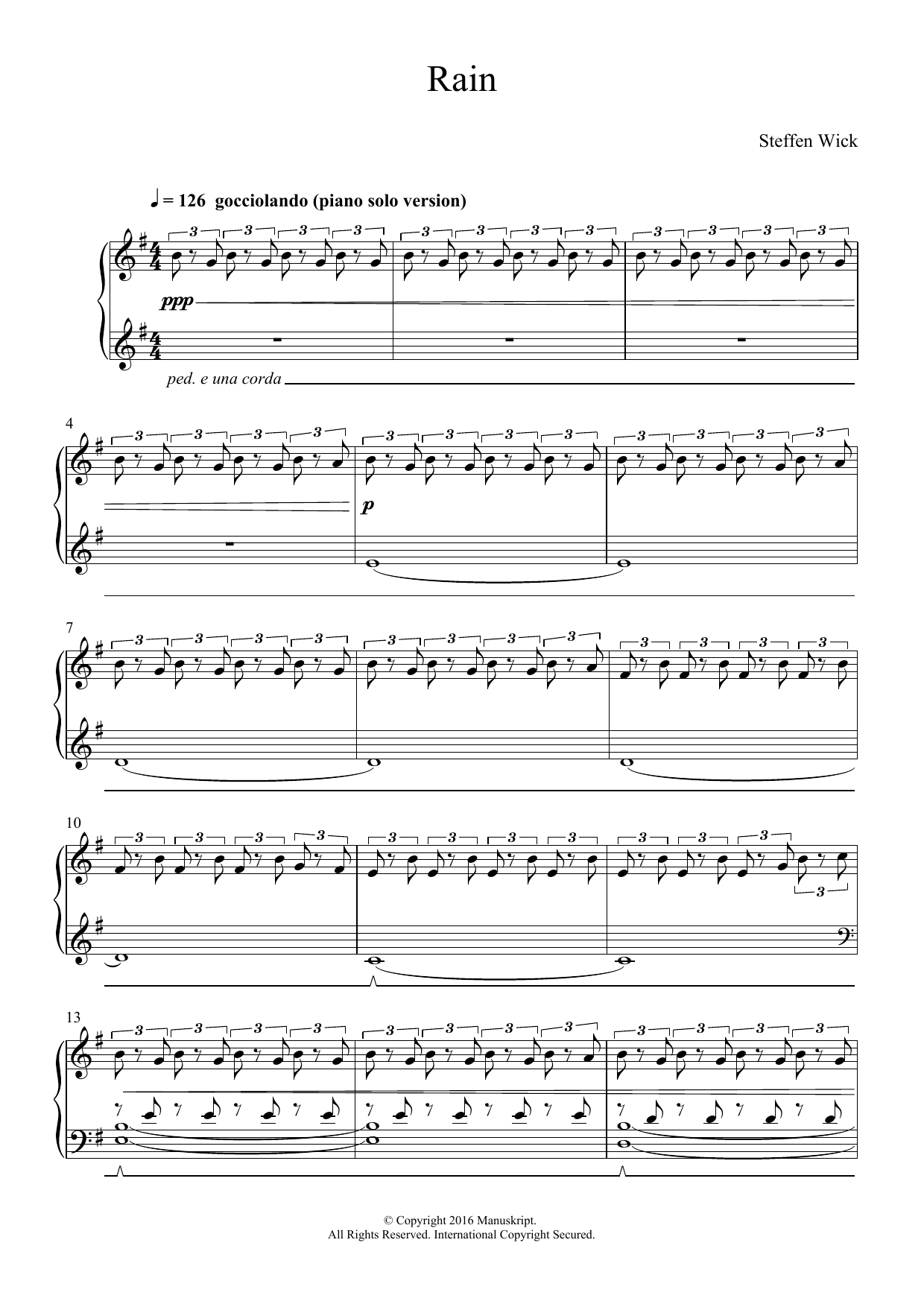 Steffen Wick Rain Sheet Music Notes & Chords for Piano - Download or Print PDF