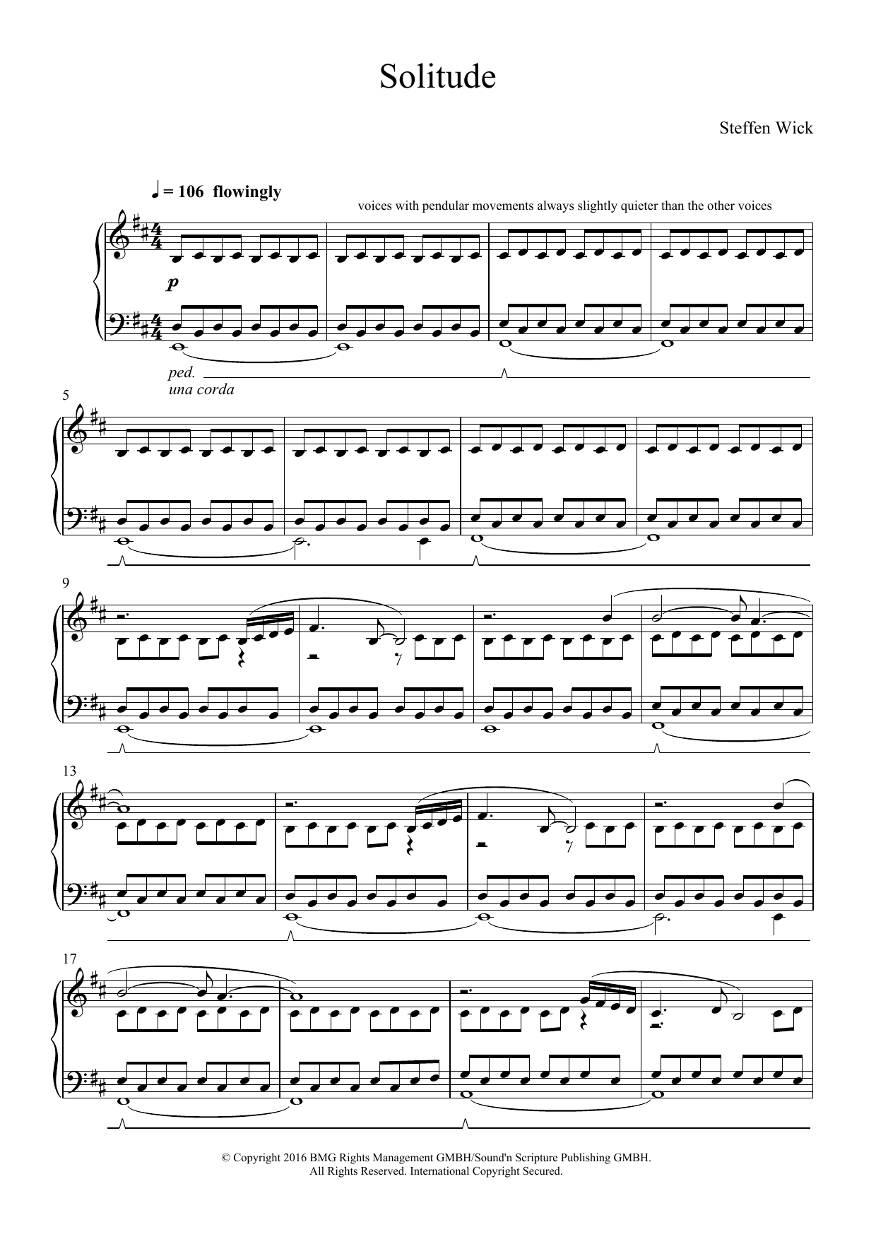 Steffen Wick Solitude Sheet Music Notes & Chords for Piano - Download or Print PDF