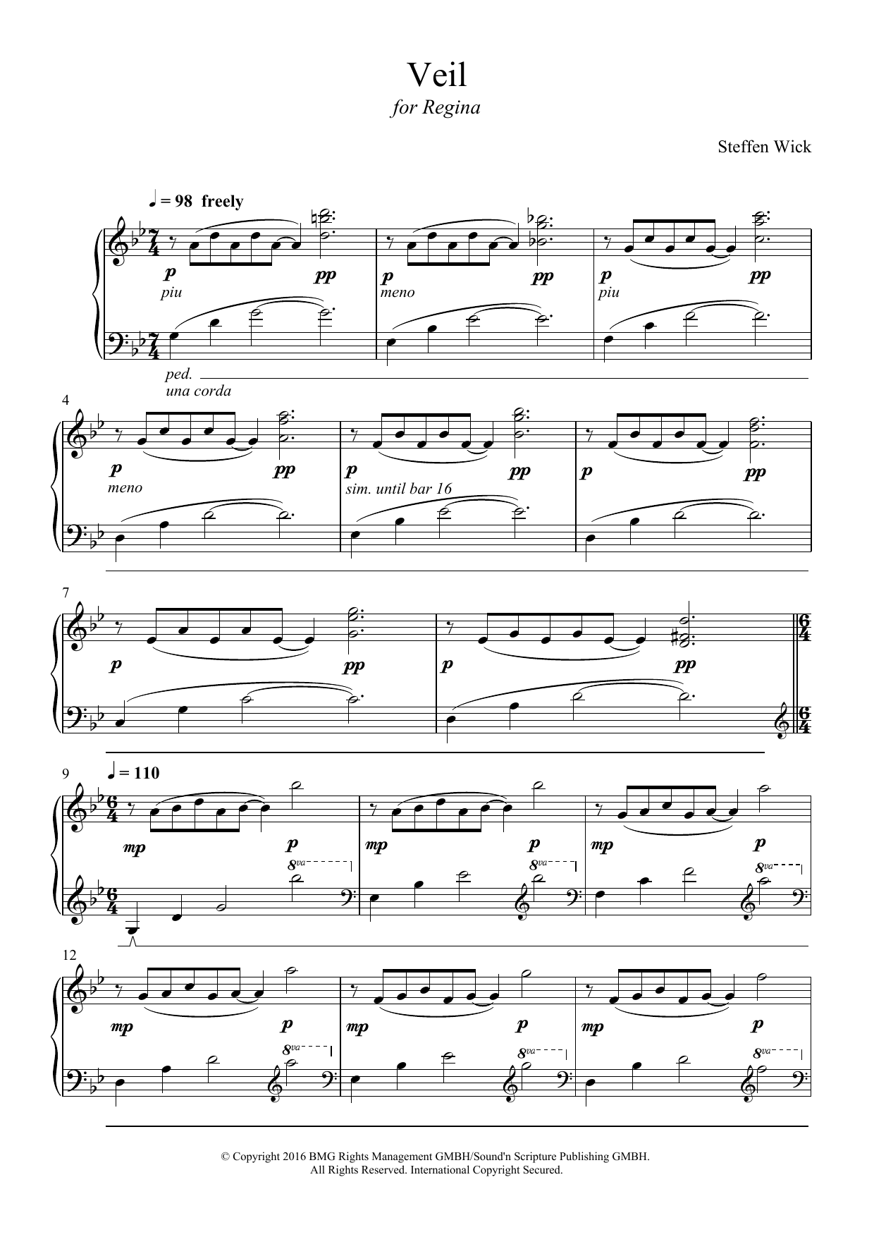 Steffen Wick Veil Sheet Music Notes & Chords for Piano - Download or Print PDF