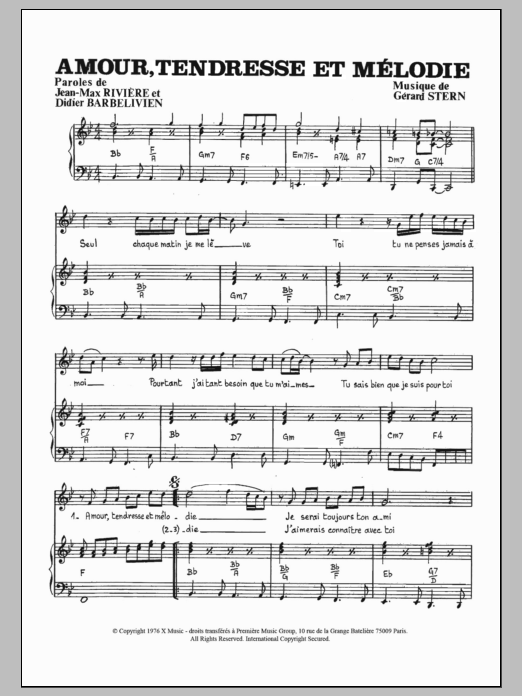 Stephan Forman Amour Tendresse Et Melodie Sheet Music Notes & Chords for Piano & Vocal - Download or Print PDF