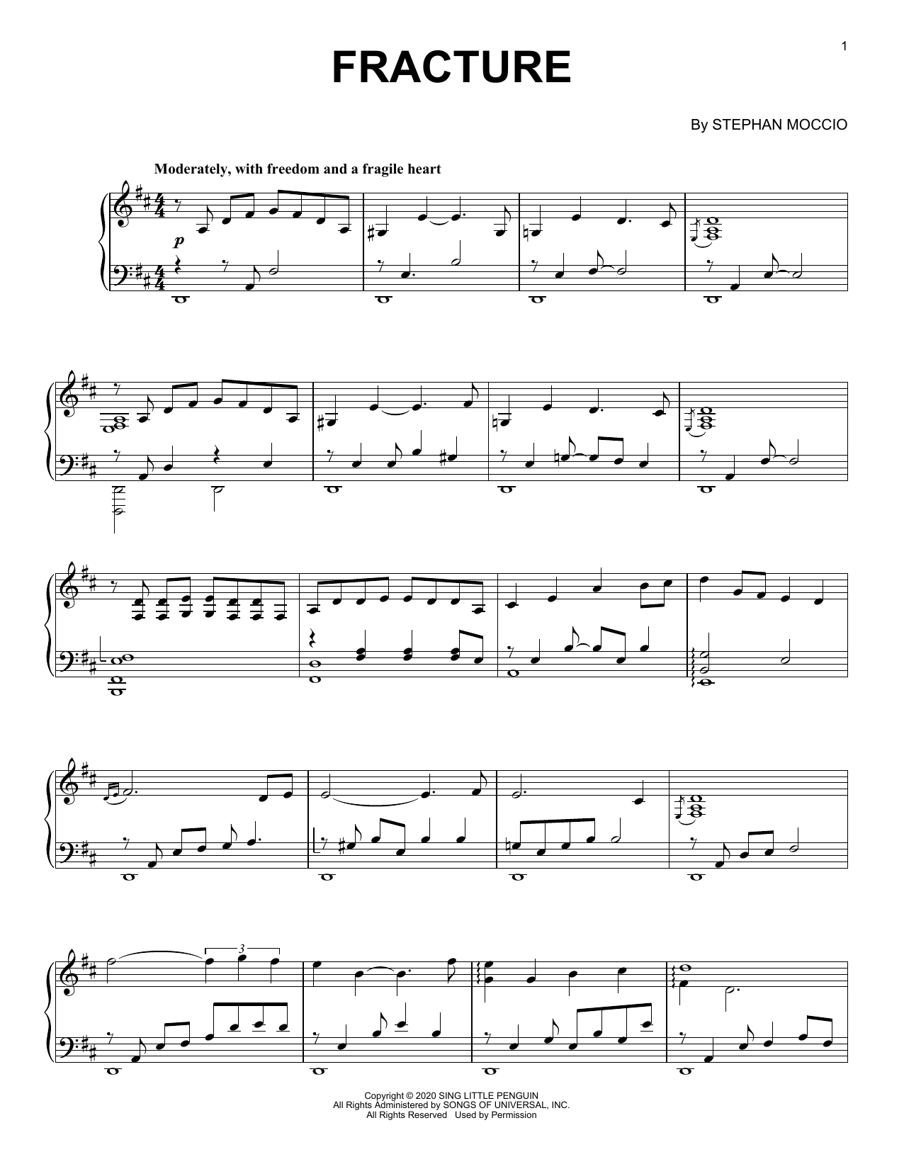 Stephan Moccio Fracture Sheet Music Notes & Chords for Piano Solo - Download or Print PDF