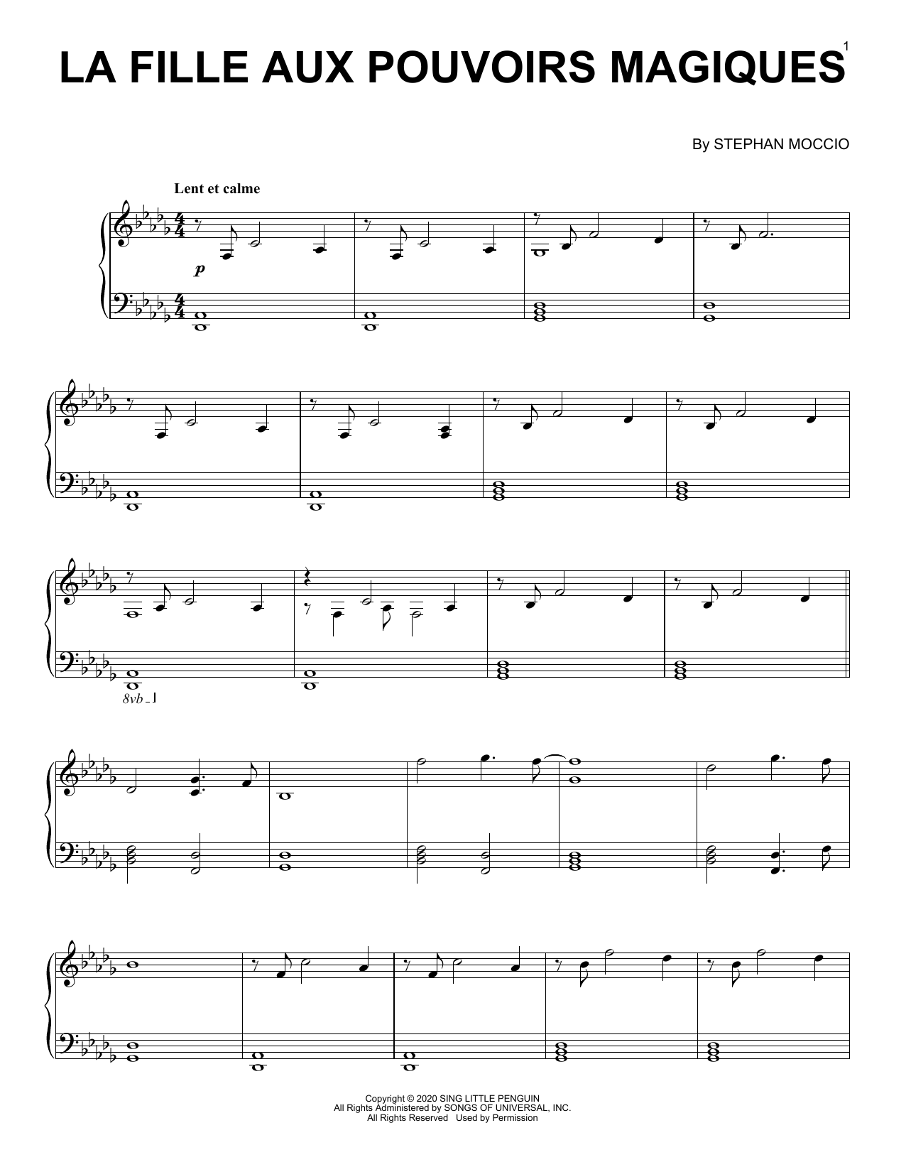 Stephan Moccio La Fille Aux Pouvoirs Magiques Sheet Music Notes & Chords for Piano Solo - Download or Print PDF