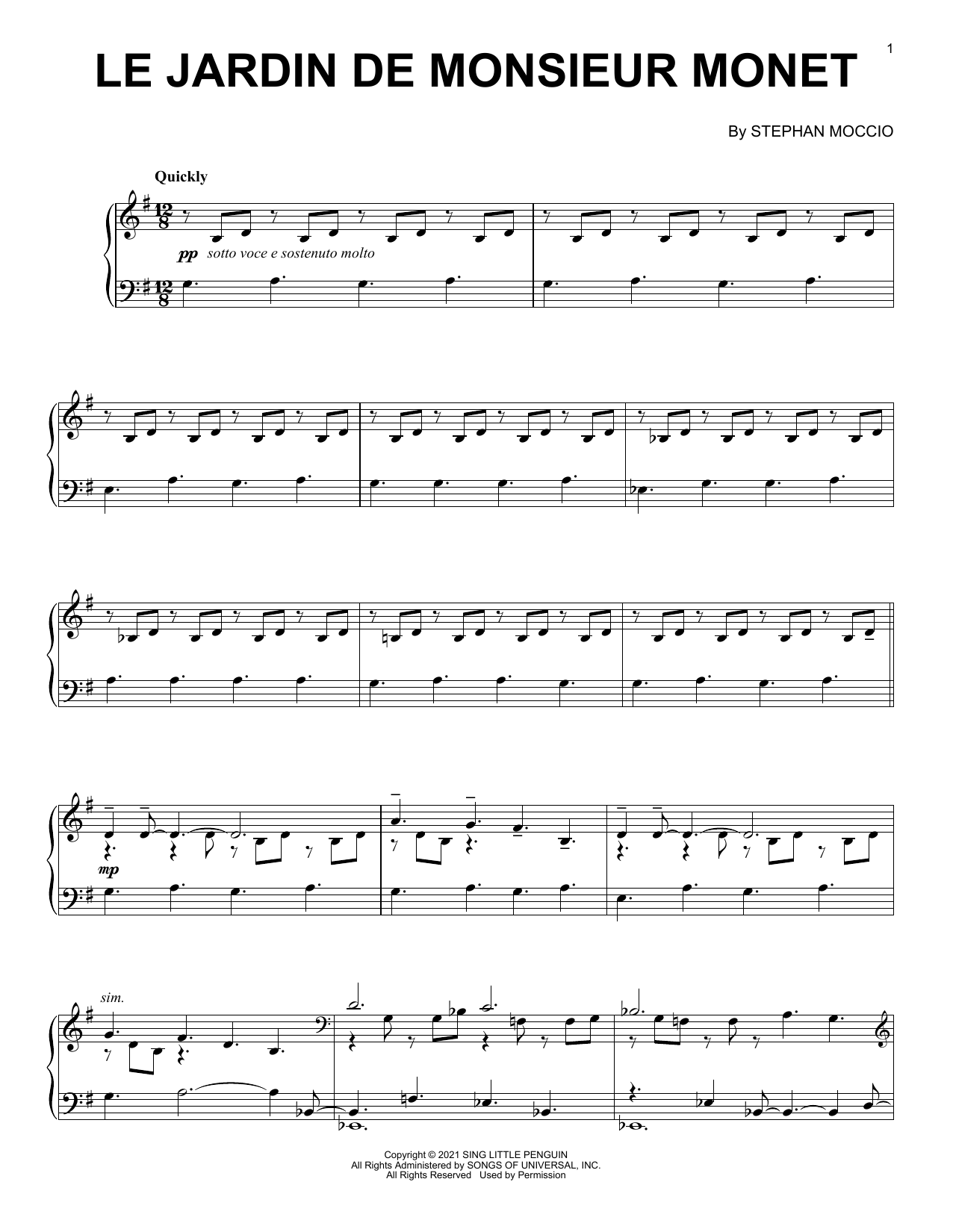 Stephan Moccio Le Jardin De Monsieur Monet Sheet Music Notes & Chords for Piano Solo - Download or Print PDF