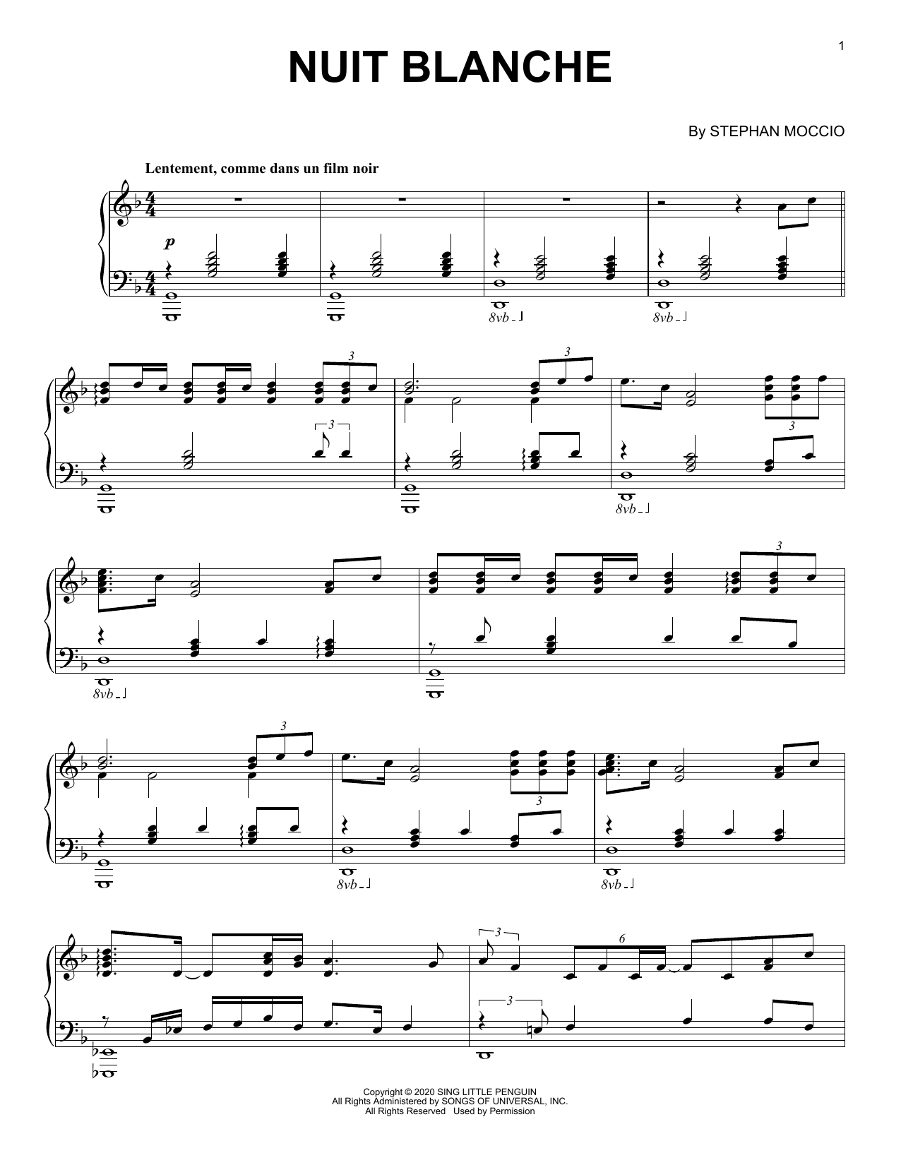 Stephan Moccio Nuit Blanche Sheet Music Notes & Chords for Piano Solo - Download or Print PDF