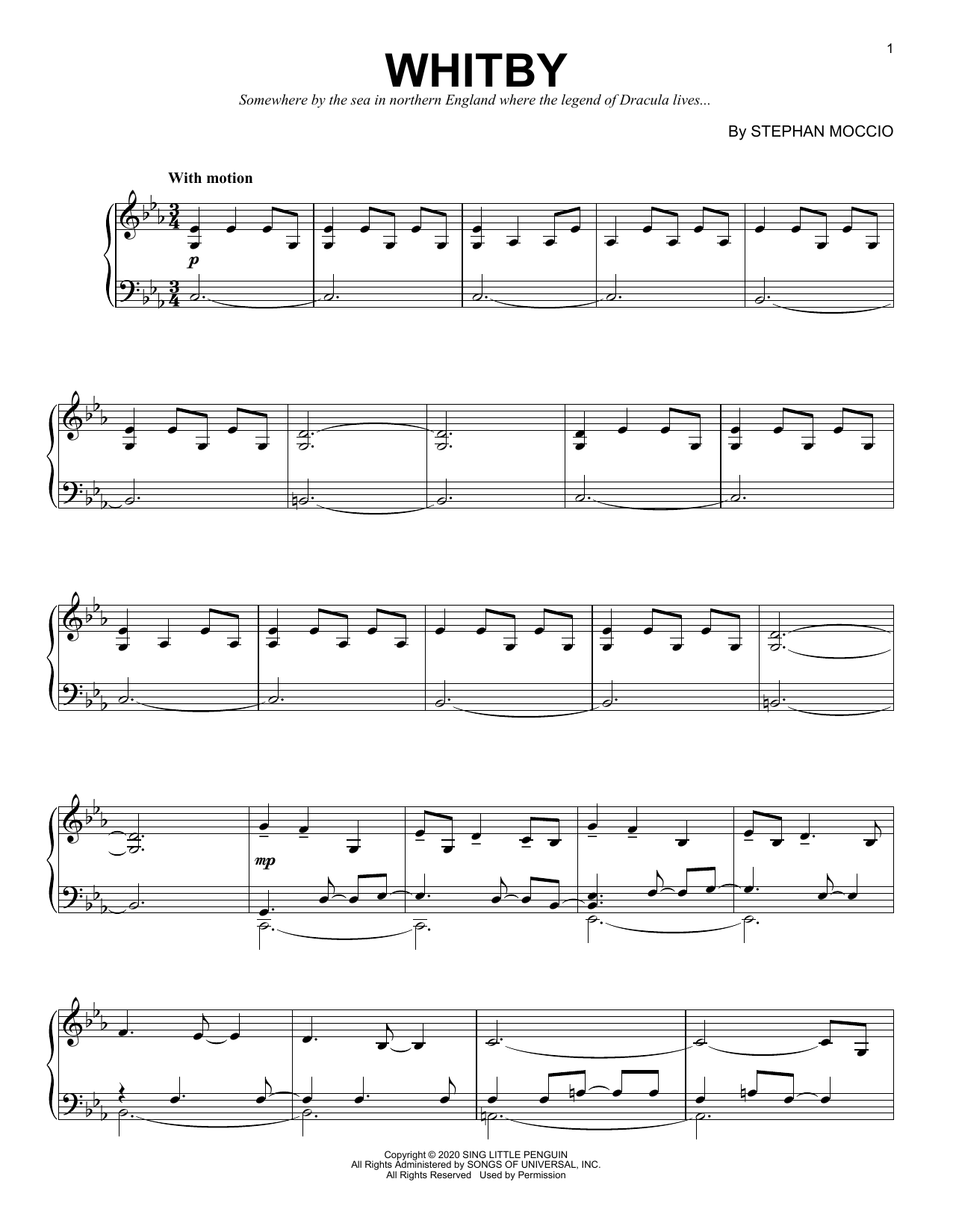Stephan Moccio Whitby Sheet Music Notes & Chords for Piano Solo - Download or Print PDF